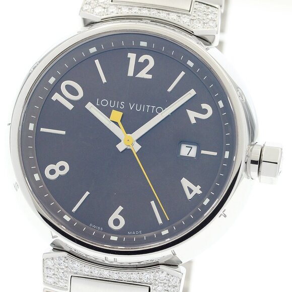 LOUIS VUITTON Tambour Q111G Date Rag Diamond Brown Dial Quartz Men's_873310 - Picture 1 of 7